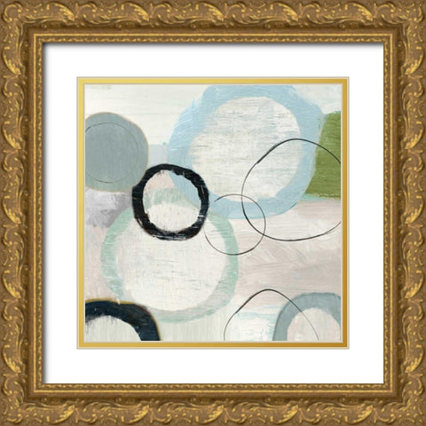 Soft Blue Rings I Gold Ornate Wood Framed Art Print with Double Matting by Reeves, Tom