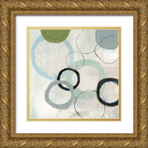 Soft Blue Rings II Gold Ornate Wood Framed Art Print with Double Matting by Reeves, Tom