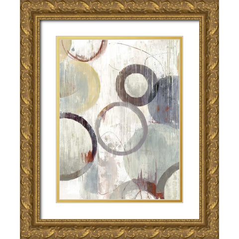 Distressed Rings I Gold Ornate Wood Framed Art Print with Double Matting by Reeves, Tom