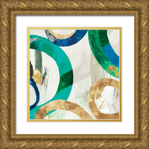Green Rings I Gold Ornate Wood Framed Art Print with Double Matting by Reeves, Tom