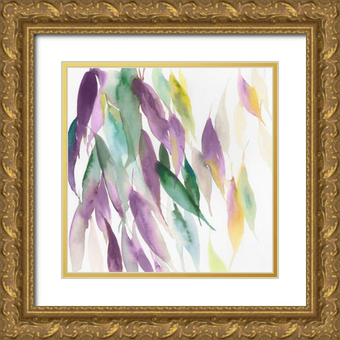 Fallen Colorful Leaves I Violet Version Gold Ornate Wood Framed Art Print with Double Matting by Reeves, Tom