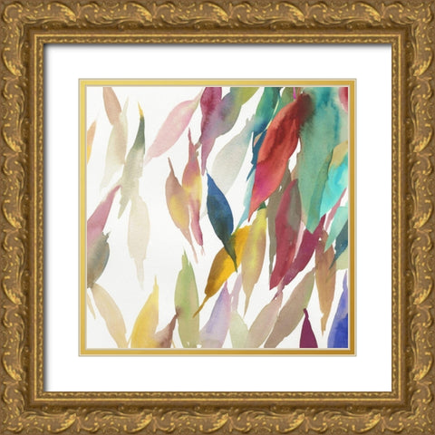 Fallen Colorful Leaves II Gold Ornate Wood Framed Art Print with Double Matting by Reeves, Tom