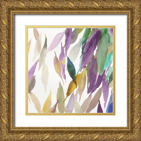 Fallen Colorful Leaves II Violet Version Gold Ornate Wood Framed Art Print with Double Matting by Reeves, Tom