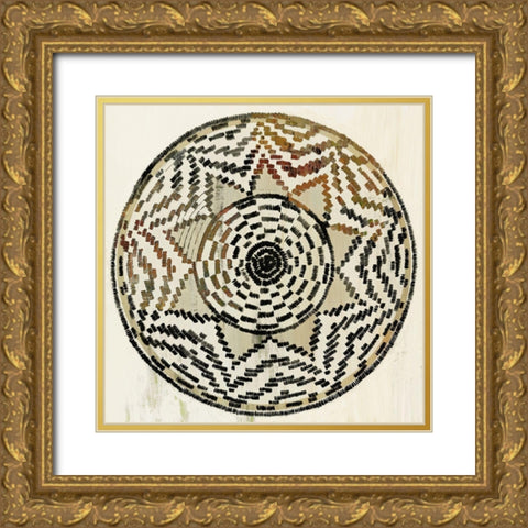 African Medallion  Gold Ornate Wood Framed Art Print with Double Matting by Reeves, Tom