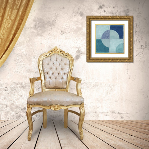 Blue Tiles I  Gold Ornate Wood Framed Art Print with Double Matting by Reeves, Tom