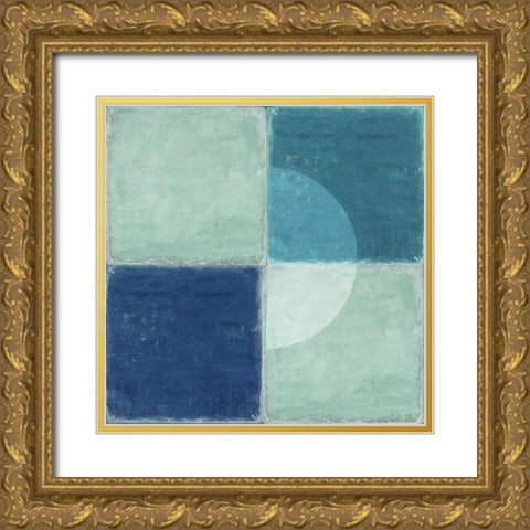 Blue Tiles II  Gold Ornate Wood Framed Art Print with Double Matting by Reeves, Tom