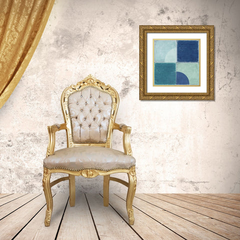 Blue Tiles III  Gold Ornate Wood Framed Art Print with Double Matting by Reeves, Tom