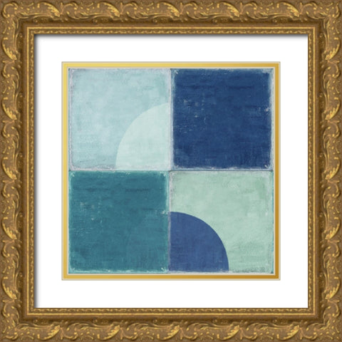 Blue Tiles III  Gold Ornate Wood Framed Art Print with Double Matting by Reeves, Tom