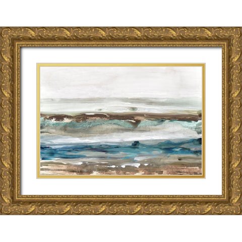 Waves Crashes  Gold Ornate Wood Framed Art Print with Double Matting by Reeves, Tom