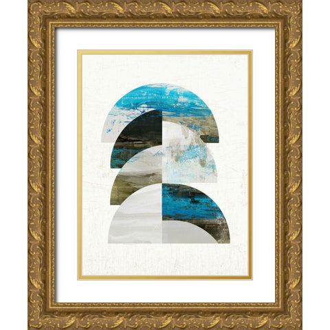 Geometric Tide I Gold Ornate Wood Framed Art Print with Double Matting by Reeves, Tom