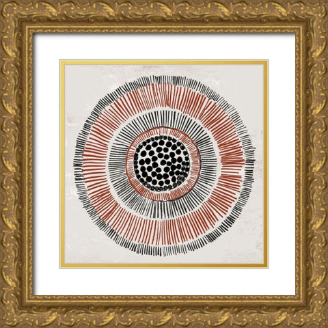 Round Tribal II Gold Ornate Wood Framed Art Print with Double Matting by Reeves, Tom
