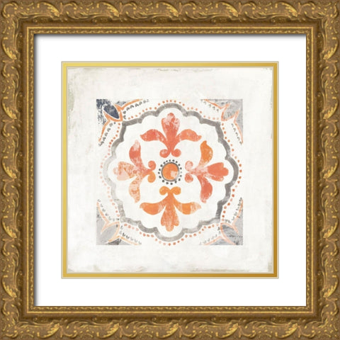 Morrocan Coral III Gold Ornate Wood Framed Art Print with Double Matting by Reeves, Tom