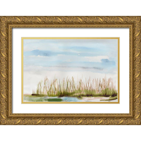 Watercolor Landscape Gold Ornate Wood Framed Art Print with Double Matting by Reeves, Tom