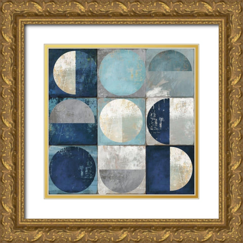 Teal Crescent  Gold Ornate Wood Framed Art Print with Double Matting by Reeves, Tom