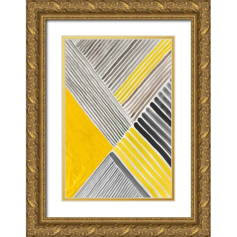 Yellow Mikado II Gold Ornate Wood Framed Art Print with Double Matting by Reeves, Tom