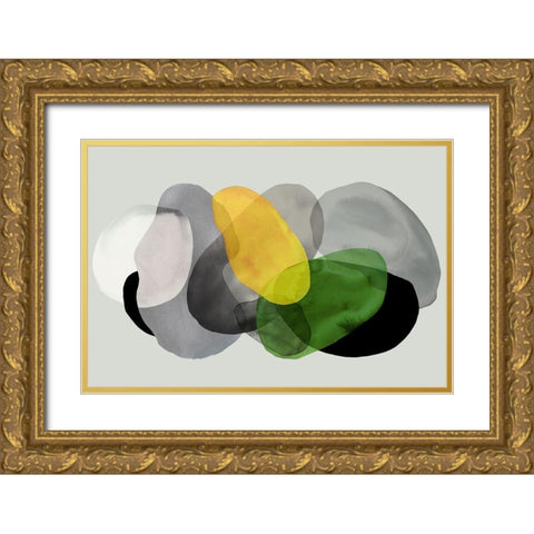 Green Overlay I  Gold Ornate Wood Framed Art Print with Double Matting by Reeves, Tom