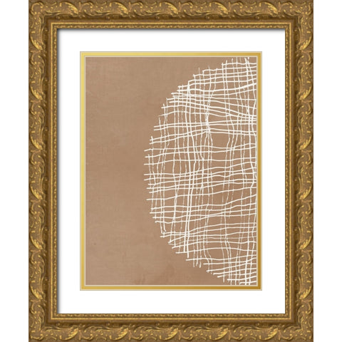 Basket Weave Circle I  Gold Ornate Wood Framed Art Print with Double Matting by Reeves, Tom