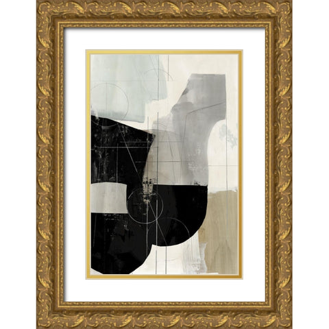 Jet Black I  Gold Ornate Wood Framed Art Print with Double Matting by Reeves, Tom