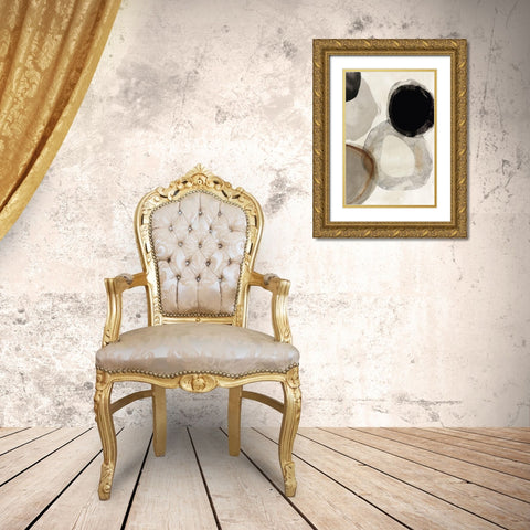 Beige Rings I  Gold Ornate Wood Framed Art Print with Double Matting by Reeves, Tom