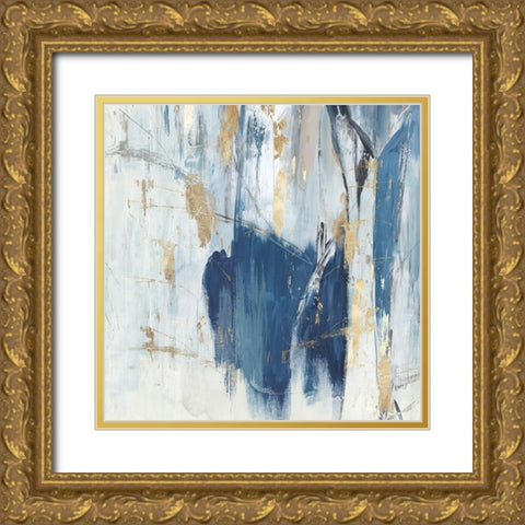 Navy Golden Shine I  Gold Ornate Wood Framed Art Print with Double Matting by Reeves, Tom