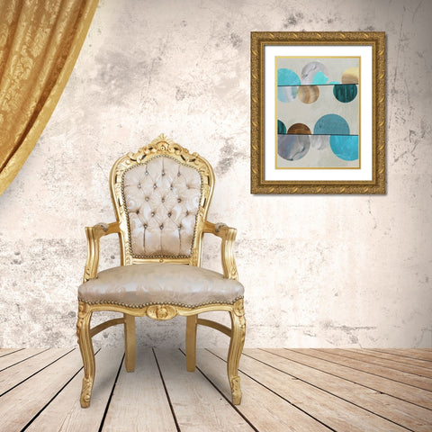 Blue Marbles II  Gold Ornate Wood Framed Art Print with Double Matting by Reeves, Tom