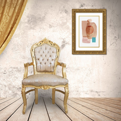 Pink Colour Blocks I  Gold Ornate Wood Framed Art Print with Double Matting by Reeves, Tom