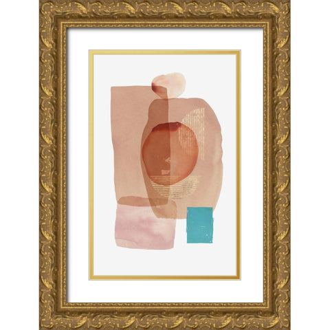 Pink Colour Blocks I  Gold Ornate Wood Framed Art Print with Double Matting by Reeves, Tom