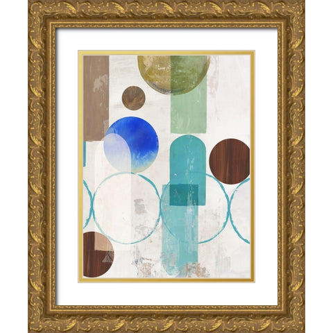 Blue Pieces Togehter II  Gold Ornate Wood Framed Art Print with Double Matting by Reeves, Tom