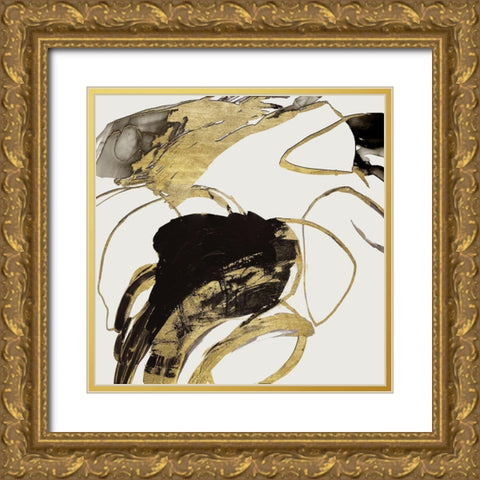 Gestural Black and Gold II Gold Ornate Wood Framed Art Print with Double Matting by Reeves, Tom