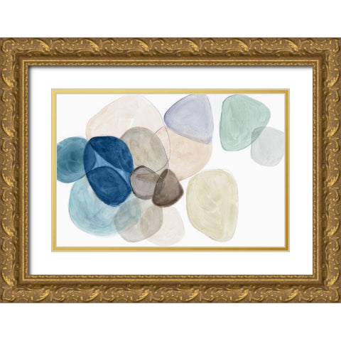 Blue Bubbles Merge I  Gold Ornate Wood Framed Art Print with Double Matting by Reeves, Tom