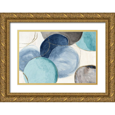 Blue Geo Blob Gold Ornate Wood Framed Art Print with Double Matting by Reeves, Tom