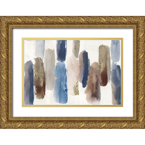 Blue Harmony Shapes Gold Ornate Wood Framed Art Print with Double Matting by Reeves, Tom