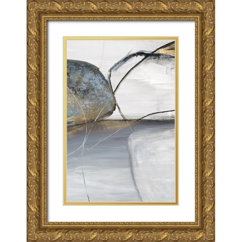 Teal Stones II Gold Ornate Wood Framed Art Print with Double Matting by Reeves, Tom