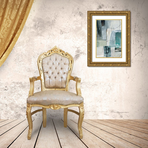 Metamorphosis Blue I Gold Ornate Wood Framed Art Print with Double Matting by Reeves, Tom
