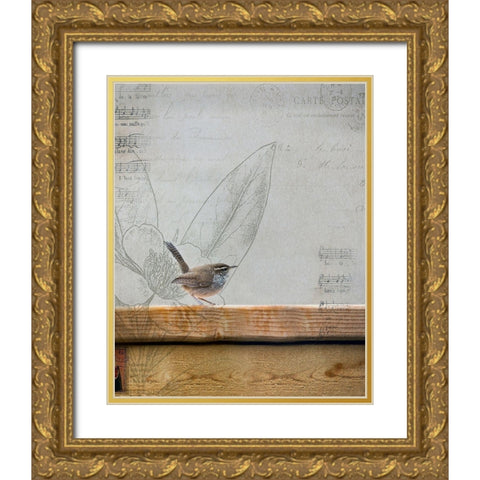 Wren I Gold Ornate Wood Framed Art Print with Double Matting by Cozart, Rebecca
