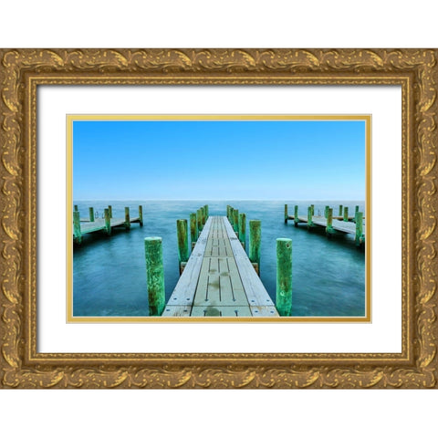 Three Piers Gold Ornate Wood Framed Art Print with Double Matting by McLoughlin, James
