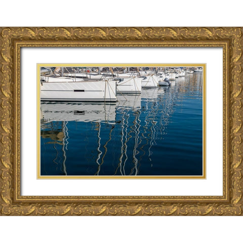 Marseille Boats I Gold Ornate Wood Framed Art Print with Double Matting by Silver, Richard