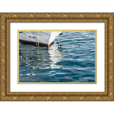 Boat Reflections Gold Ornate Wood Framed Art Print with Double Matting by Silver, Richard