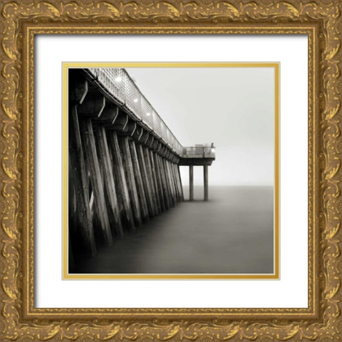 Hermosa Pier Gold Ornate Wood Framed Art Print with Double Matting by Settle, Shane