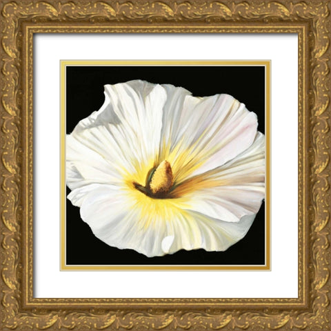 White Bloom II Gold Ornate Wood Framed Art Print with Double Matting by Iafrate, Sandra