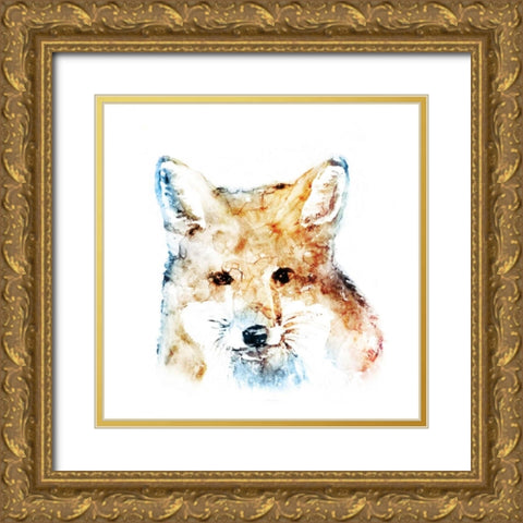 Watercolour Fox Gold Ornate Wood Framed Art Print with Double Matting by Selkirk, Edward
