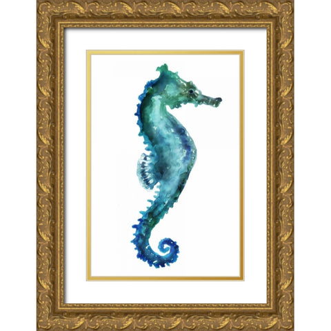 Sea Horse Gold Ornate Wood Framed Art Print with Double Matting by Selkirk, Edward