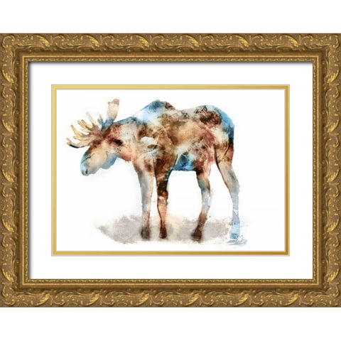 Moose Gold Ornate Wood Framed Art Print with Double Matting by Selkirk, Edward