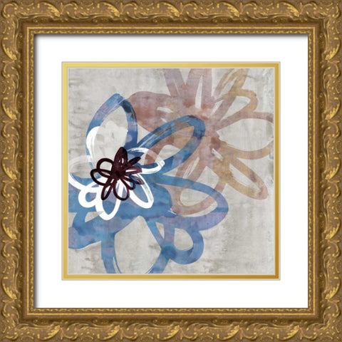 Scribbled Floral I Gold Ornate Wood Framed Art Print with Double Matting by Selkirk, Edward