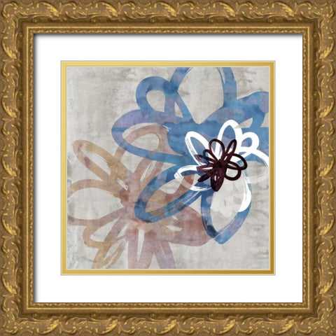 Scribbled Floral II Gold Ornate Wood Framed Art Print with Double Matting by Selkirk, Edward