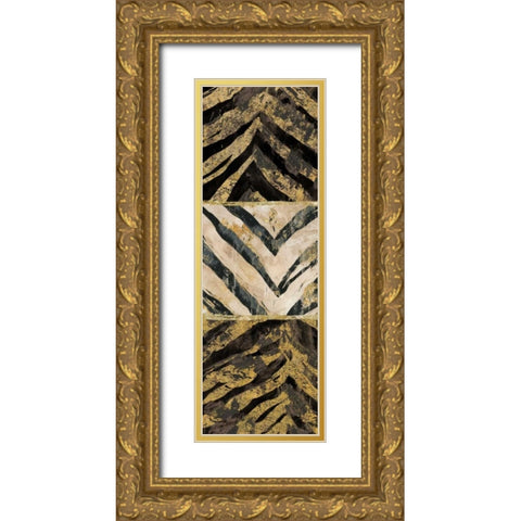 Zebra Squares I Gold Ornate Wood Framed Art Print with Double Matting by Selkirk, Edward
