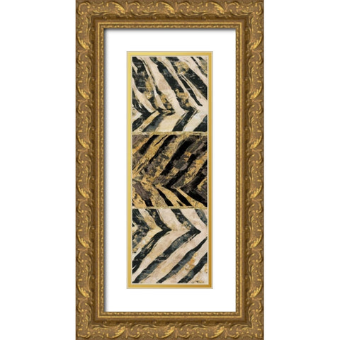 Zebra Squares II Gold Ornate Wood Framed Art Print with Double Matting by Selkirk, Edward