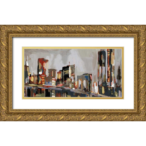 Manhattan Nights  Gold Ornate Wood Framed Art Print with Double Matting by Selkirk, Edward