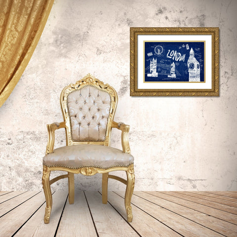 London Blue Gold Ornate Wood Framed Art Print with Double Matting by Selkirk, Edward