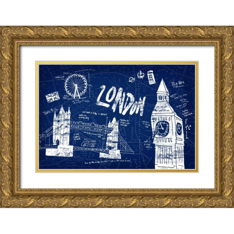 London Blue Gold Ornate Wood Framed Art Print with Double Matting by Selkirk, Edward